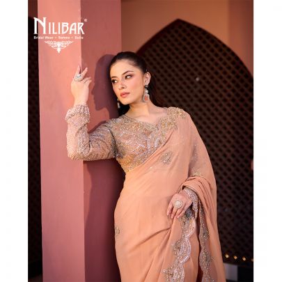Peach Georgette Saree