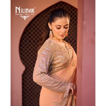 Peach Georgette Saree