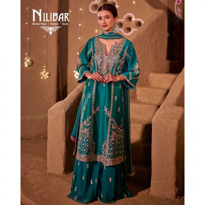 Rama Green Silk Flared Palazzo Suit