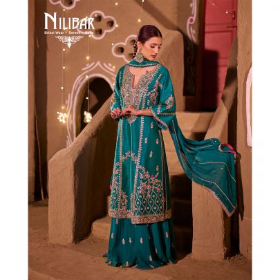 Rama Green Silk Flared Palazzo Suit