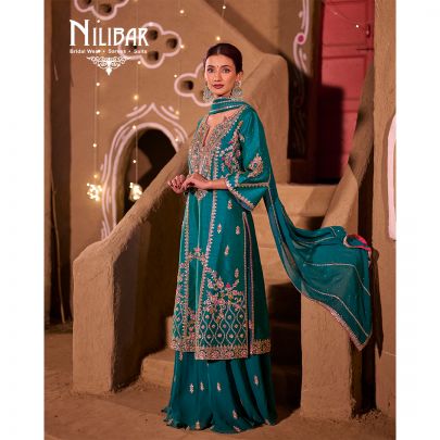 Rama Green Silk Flared Palazzo Suit