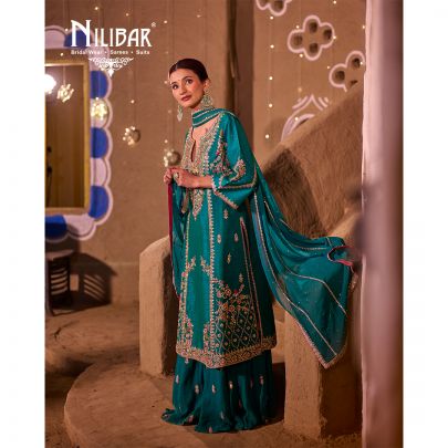 Rama Green Silk Flared Palazzo Suit