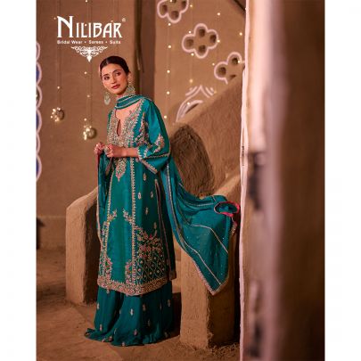 Rama Green Silk Flared Palazzo Suit