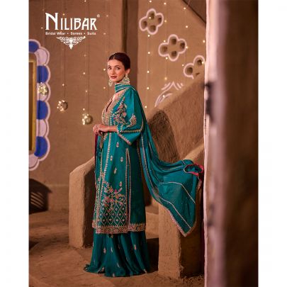 Rama Green Silk Flared Palazzo Suit