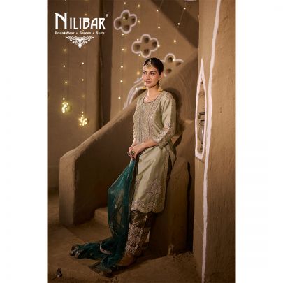 Pistachio and Dark Green Silk Salwar Suit