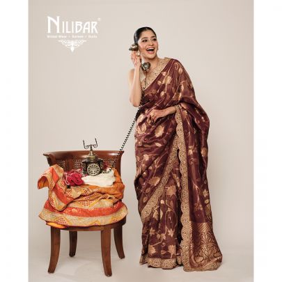 Purple Wine Banarasi Silk Saree
