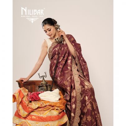Purple Wine Banarasi Silk Saree