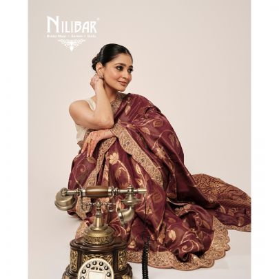 Purple Wine Banarasi Silk Saree