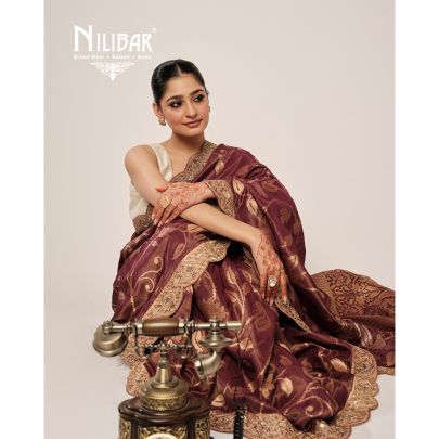 Purple Wine Banarasi Silk Saree