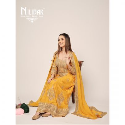 Yellow Silk Anarkali Suit