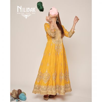 Yellow Silk Anarkali Suit