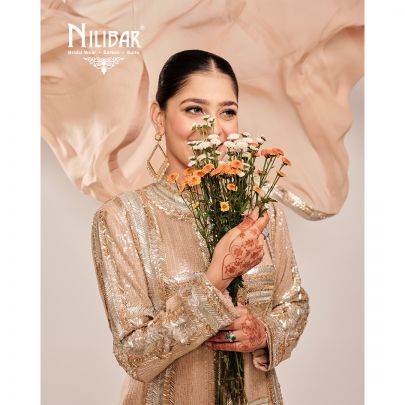 Beige Fine Georgette Embroidery Kurta