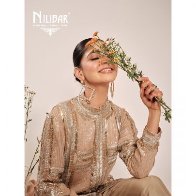 Beige Fine Georgette Embroidery Kurta