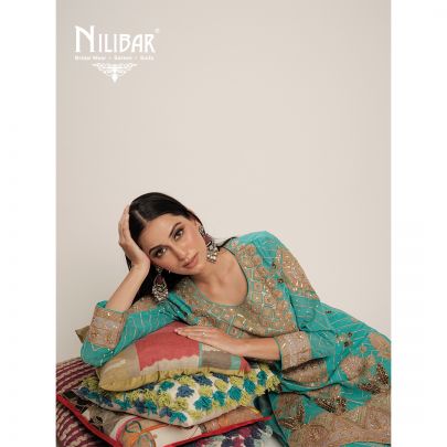 Firozi Georgette Flared Palazzo Suit