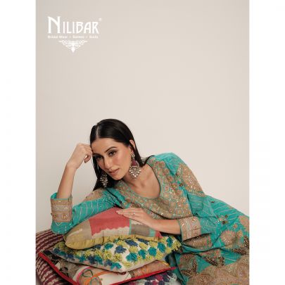 Firozi Georgette Flared Palazzo Suit
