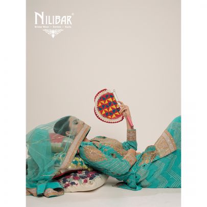 Firozi Georgette Flared Palazzo Suit