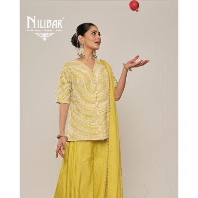 Apple Green Short Shirt with Flared Palazzo Set