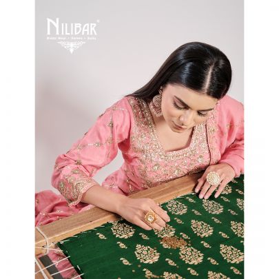 Powder Pink Sequins Embellished Short Shirt & Sharara Suit