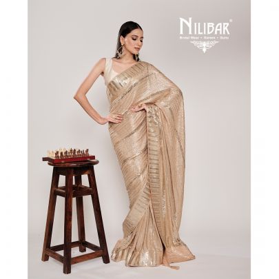 Bisque Beige Georgette Saree