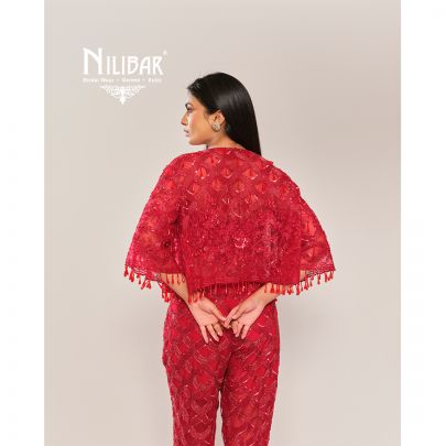 Turkey Red Net Indo Western Co-ord Set