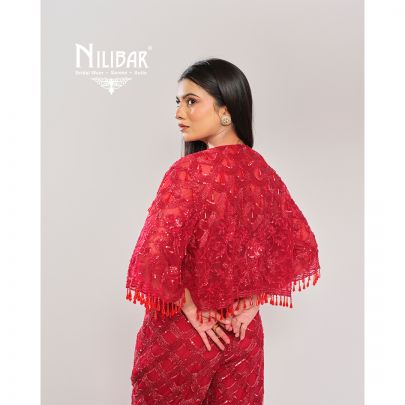 Turkey Red Net Indo Western Co-ord Set