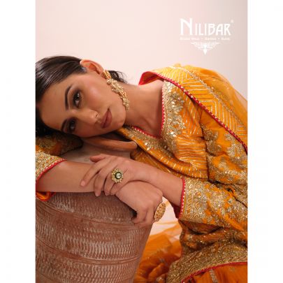 Orange Silk Embroidered Suit