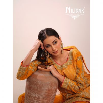 Orange Silk Embroidered Suit