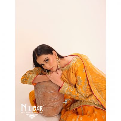 Orange Silk Embroidered Suit