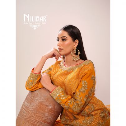 Orange Silk Embroidered Suit