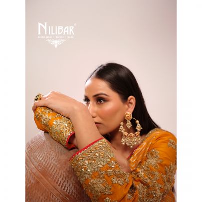 Orange Silk Embroidered Suit