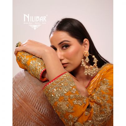 Orange Silk Embroidered Suit