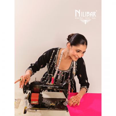 Black Georgette Embroidered Suit