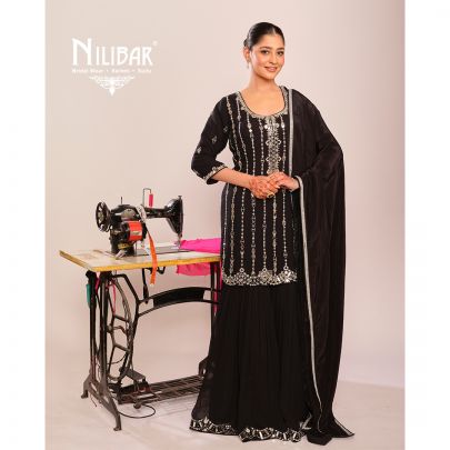 Black Georgette Embroidered Suit