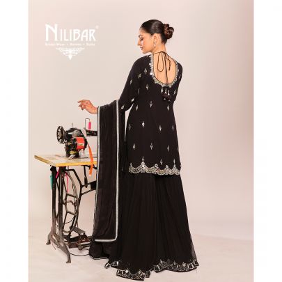 Black Georgette Embroidered Suit