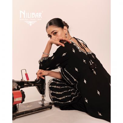 Black Georgette Embroidered Suit