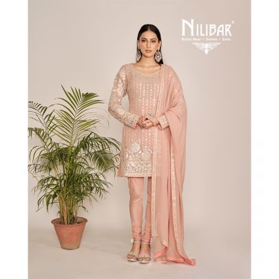 Baby Pink Stone & Gota Work Embellished Short Shirt Paired With Crepe Bottom