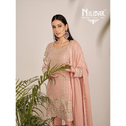 Baby Pink Stone & Gota Work Embellished Short Shirt Paired With Crepe Bottom