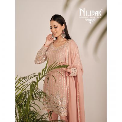 Baby Pink Stone & Gota Work Embellished Short Shirt Paired With Crepe Bottom