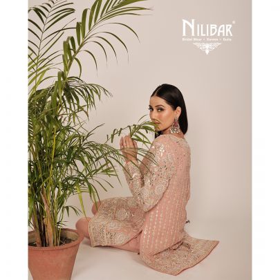 Baby Pink Stone & Gota Work Embellished Short Shirt Paired With Crepe Bottom