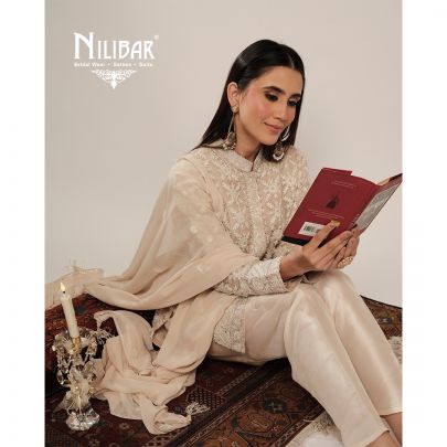 Ivory Organza Embroidered Suit