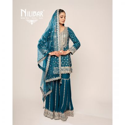 Peacock Blue Georgette Garara Suit