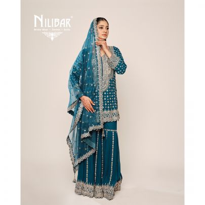 Peacock Blue Georgette Garara Suit