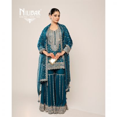 Peacock Blue Georgette Garara Suit