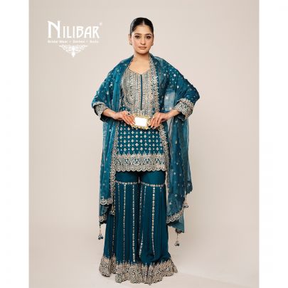 Peacock Blue Georgette Garara Suit