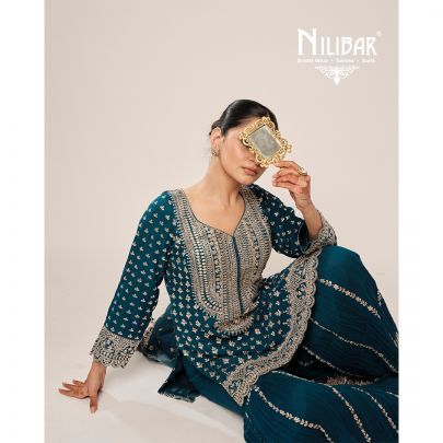 Peacock Blue Georgette Garara Suit