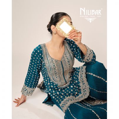 Peacock Blue Georgette Garara Suit
