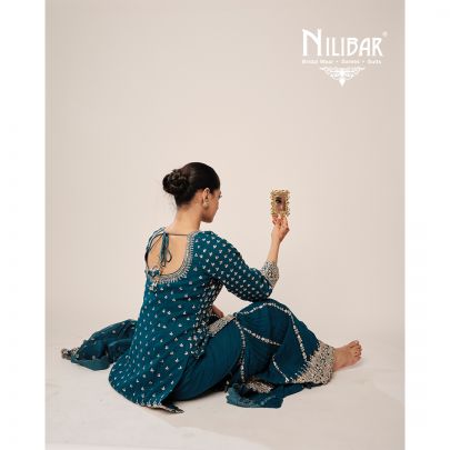 Peacock Blue Georgette Garara Suit