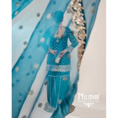 Peacock Blue Georgette Garara Suit