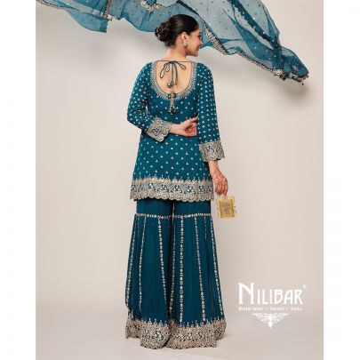 Peacock Blue Georgette Garara Suit