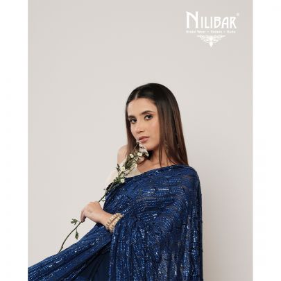 Azure Blue Georgette Saree